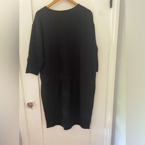 Black Crane Drop Waist midi dress